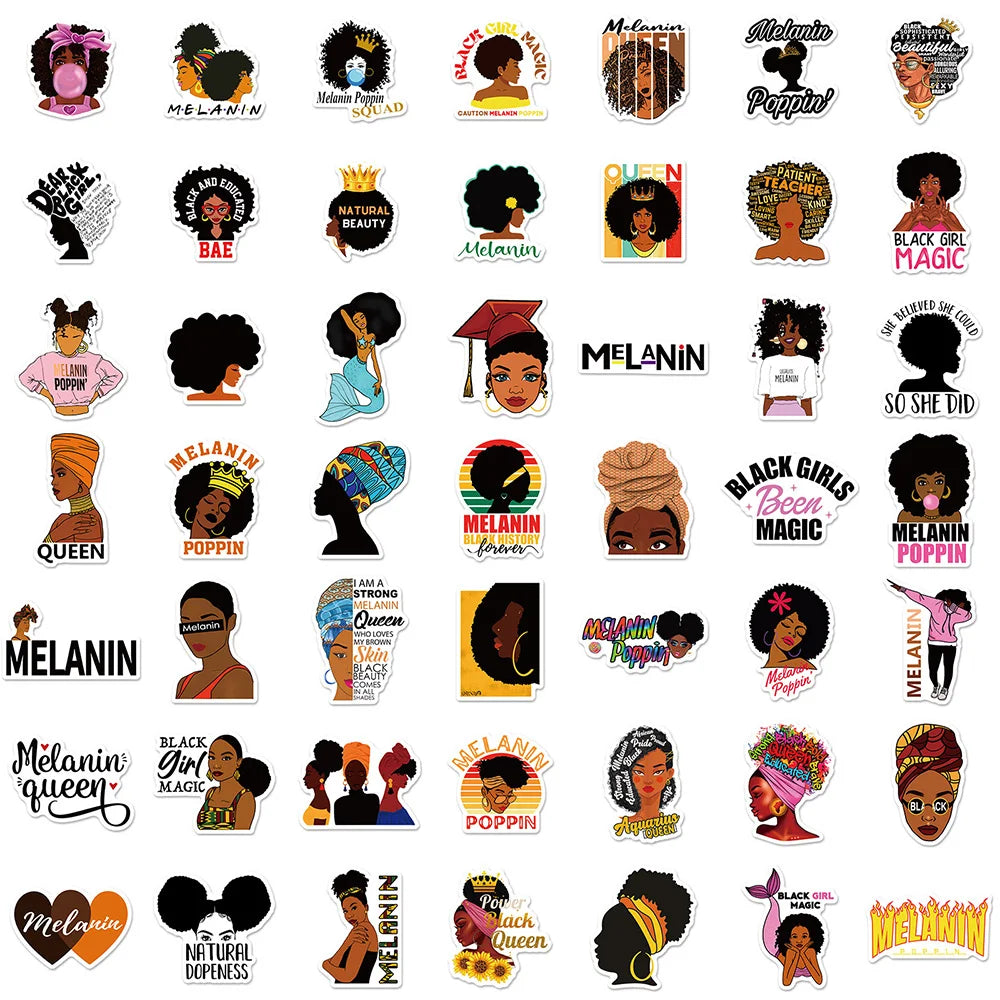Cool Kidz stickers 10/30/50PCS Pop Black Skin Girl Melanin Stickers