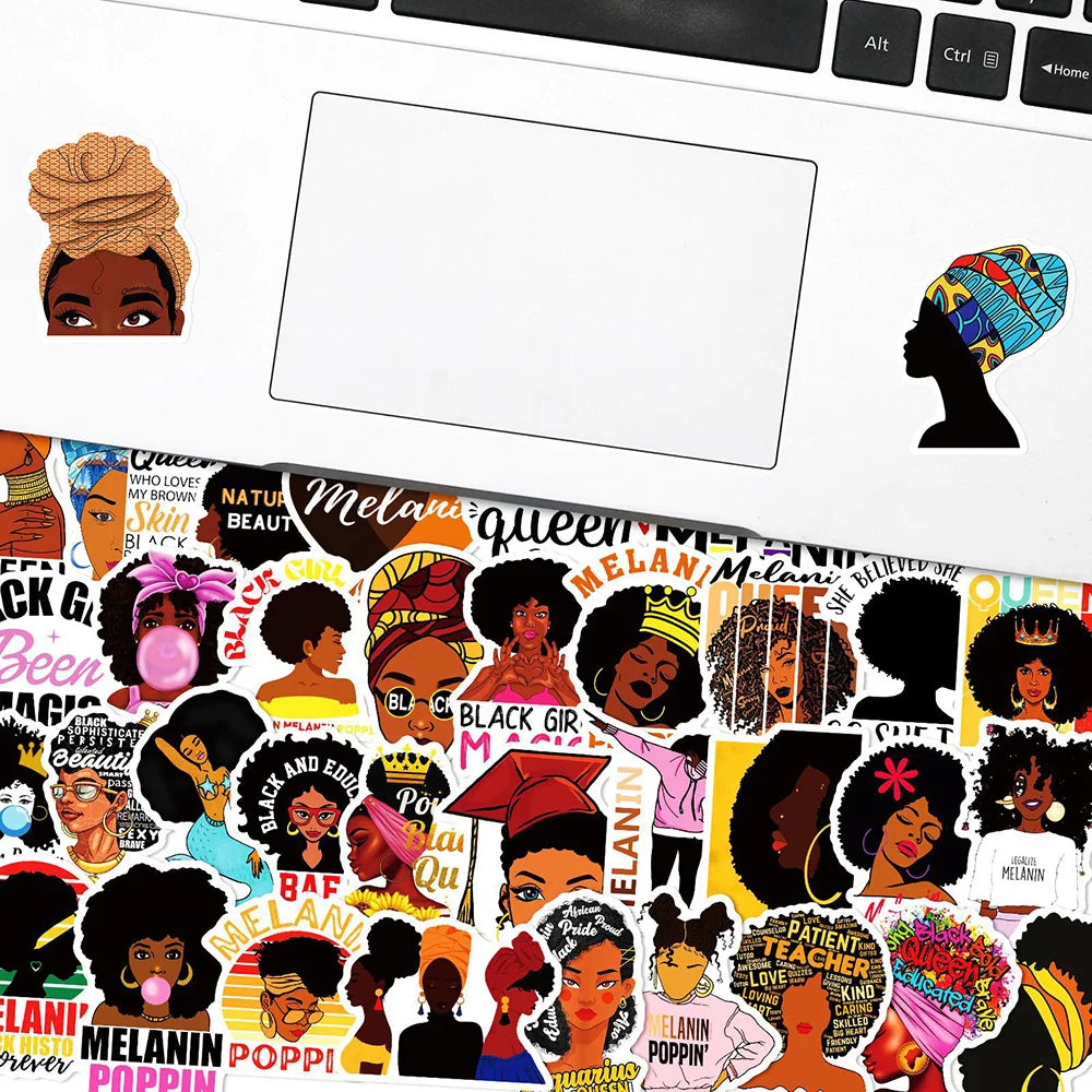 Cool Kidz stickers 10/30/50PCS Pop Black Skin Girl Melanin Stickers