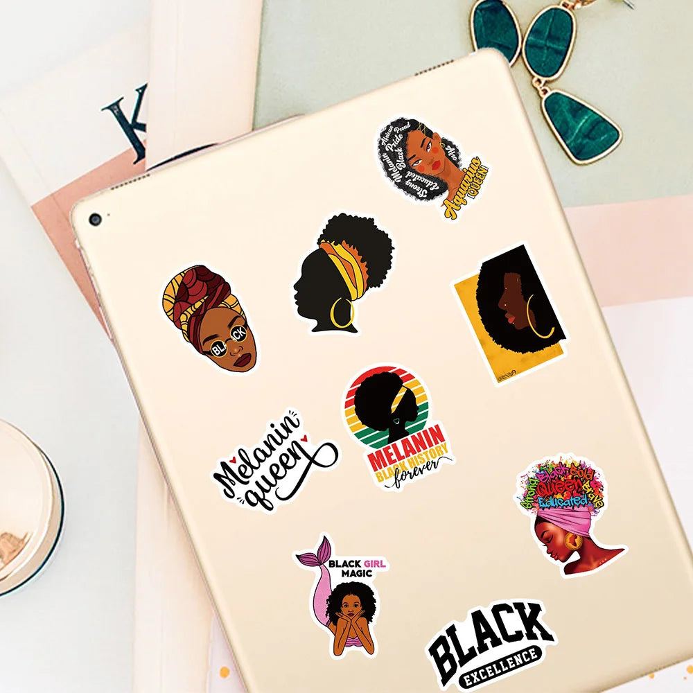 Cool Kidz stickers 10/30/50PCS Pop Black Skin Girl Melanin Stickers