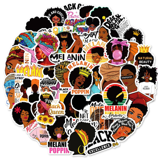 Cool Kidz stickers 10/30/50PCS Pop Black Skin Girl Melanin Stickers